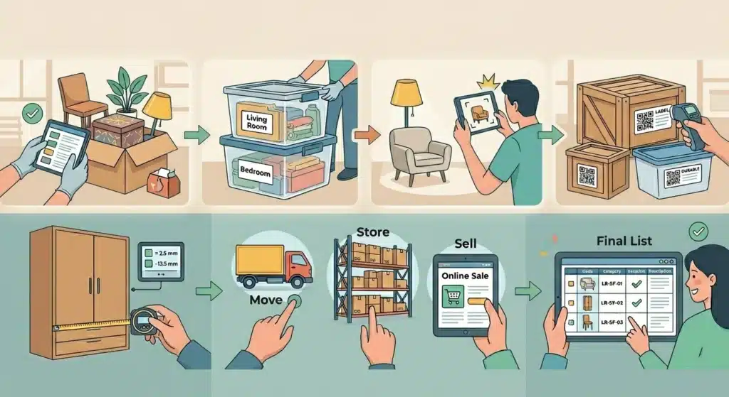 how to organize a furniture inventory before moving